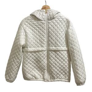 Marc New York Andrew Marc Quilted Jacket Womens XS White Hooded Zip Lightweight
